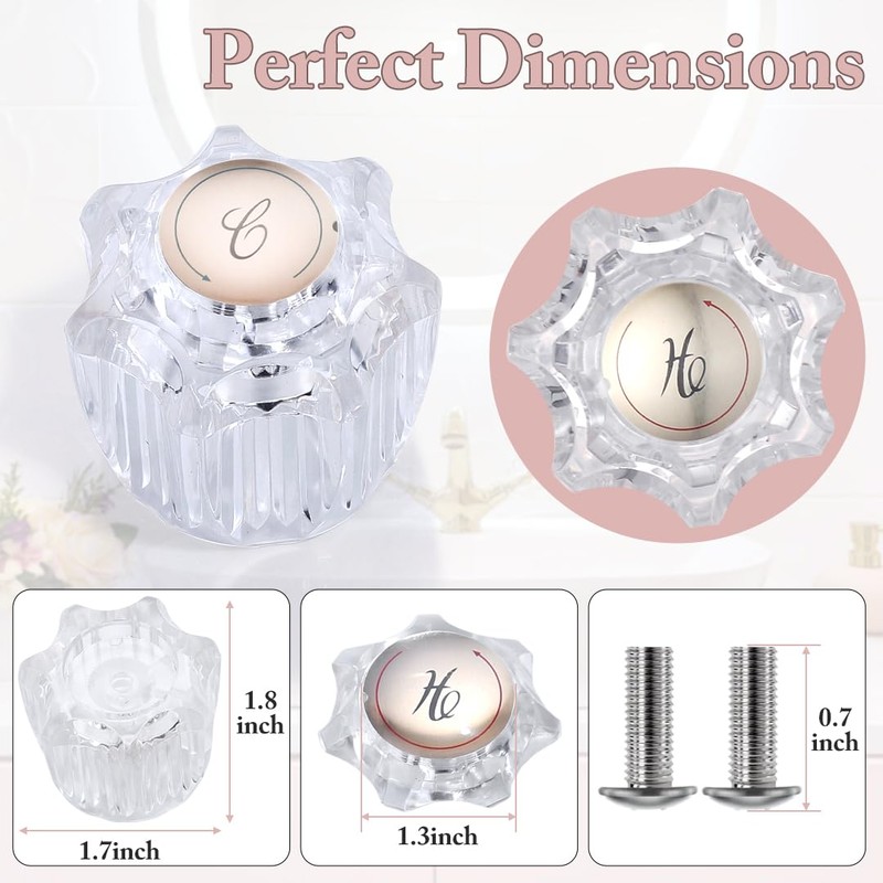 Shower Knob Replacement Set 2 Piece, Shower Handle Faucet Replacement