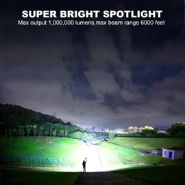 Lylting Rechargeable Spotlight, Super Bright 900,000 Lumen LED Spotlight Handheld Spot Lights Outdoor, Black, W5119