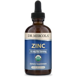 Dr. Mercola Liquid Zinc Dietary Supplement, 15 mg per Serving - About 28 Servings per Container (3.88 fl oz), Supports Organ and Immune Health*, Non GMO, Gluten Free, Soy Free, USDA Organic