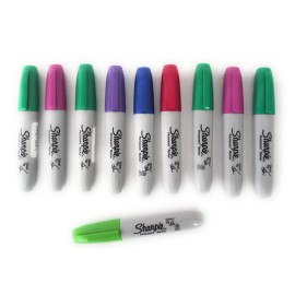 Sharpie Markers: 10ct Permanent Marker Lot: Chisel Tip MULTI-COLOR Thick Barrel