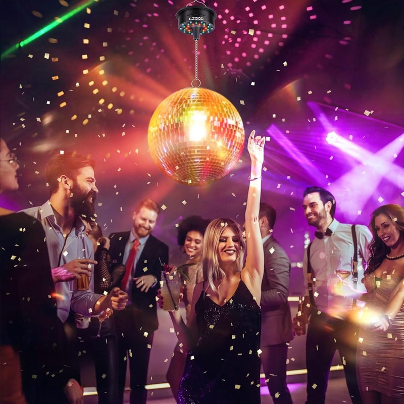 3-15 RPM Disco Ball Motor with Remote, Light Up Rotating