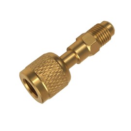 R32 R454B Brass Adapter, 1/4 Inch Female to 1/4 Inch Male Reverse Thread, for R-454B/R-32 Tanks