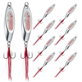 Goture Fishing Spoons Lures,Metal Spoon Trout Lures,Long Distance Casting Fishing Lures for Trout Bass Crappie Pike Salmon Saltwater and Freshwater Fishing,10pcs 1/2oz Jigging Spoons