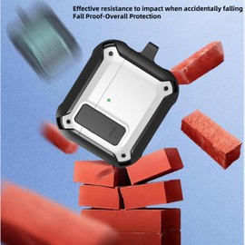 [3 in 1] TSVSXS Lock Case Compatible with AirPods 4 with Active Noise Cancellation with Keychain, Military Rugged Armor Shockproof Protective Cover with Cleaning Kit for Man