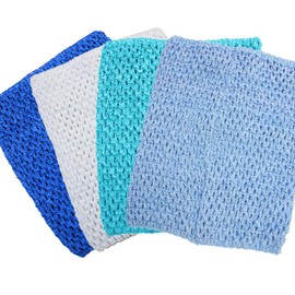 Time to Sparkle 4pcs Crochet Tube Top Crochet Tutu Infant Dress Baby Girls Skirt Pettiskirt, 8"x10", Mix-Blue Shade