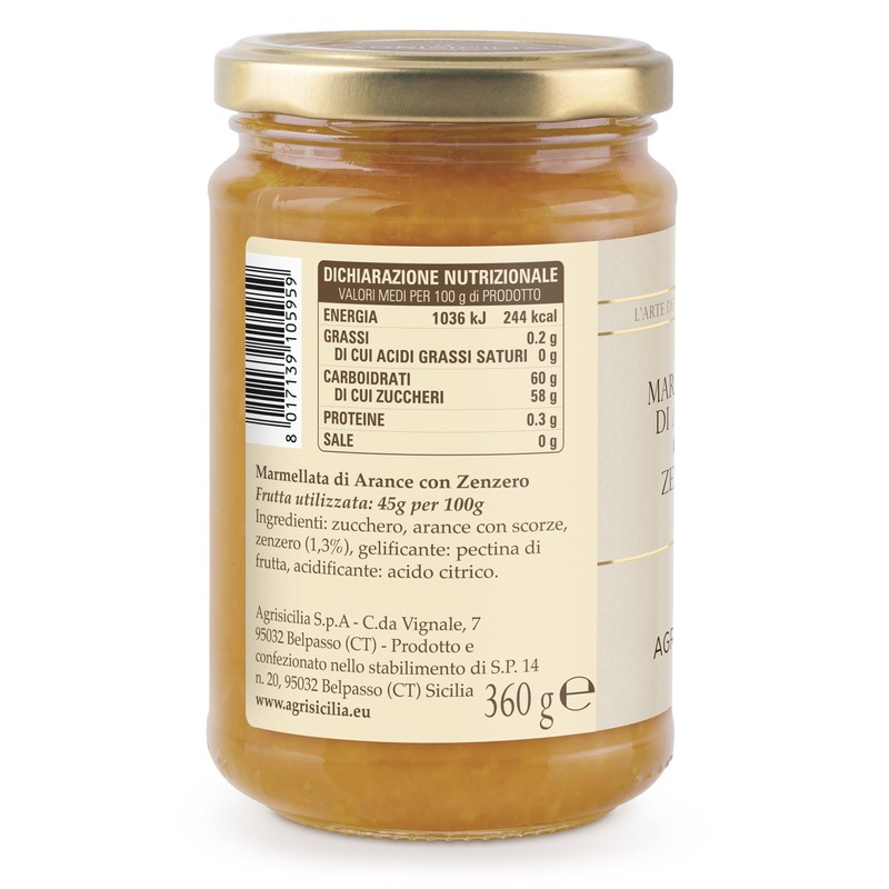 Agrisicilia Marmellata di arance con zenzero, con arance Siciliane, dal