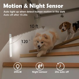 Under Cabinet Lighting Wireless, Motion Sensor Lights Indoor, 34-LED Cabinet Lights Rechargeable, Dimmable Closet Lights Under Counter Lights for Kitchen, Shelf, Stair, Hallway, 3 Color 2 Pack