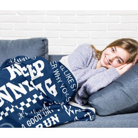 QOJUYO Gifts for Runners, Cool Marathon Runner Gifts, Running Gifts for Women/Men, Running Blanket 60"x50"