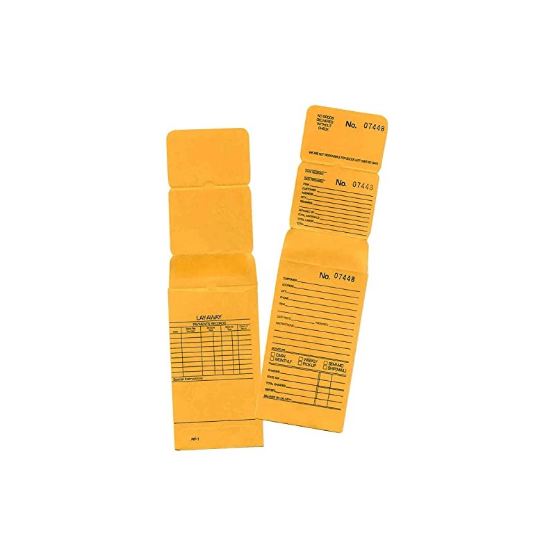 100 Jewelry Repair Envelopes Numbered in Consecutive Order in Yellow