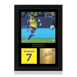 Win FC Cristiano Ronaldo A4 Framed Photo Display - Reproduced Digital Signature - Gift For Al-Nassr Fans