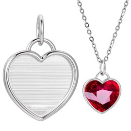 BENECREAT 925 Sterling Silver Heart Bezel Settings, Heart Pendant Blank Fit 0.4x0.5 Inch Gemstone Bezel Cup with Jump Ring for DIY Necklace Jewelry Making, Platinum