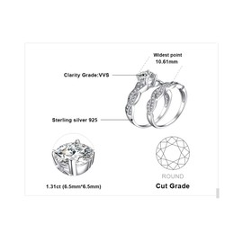 JewelryPalace White Gold Plated 925 Sterling Silver Promise Rings for Women, Wedding Eternity Engagement Rings for her, Infinity Anniversary Simulated Diamond Ring Set, Girls Womens Jewellery Gifts S
