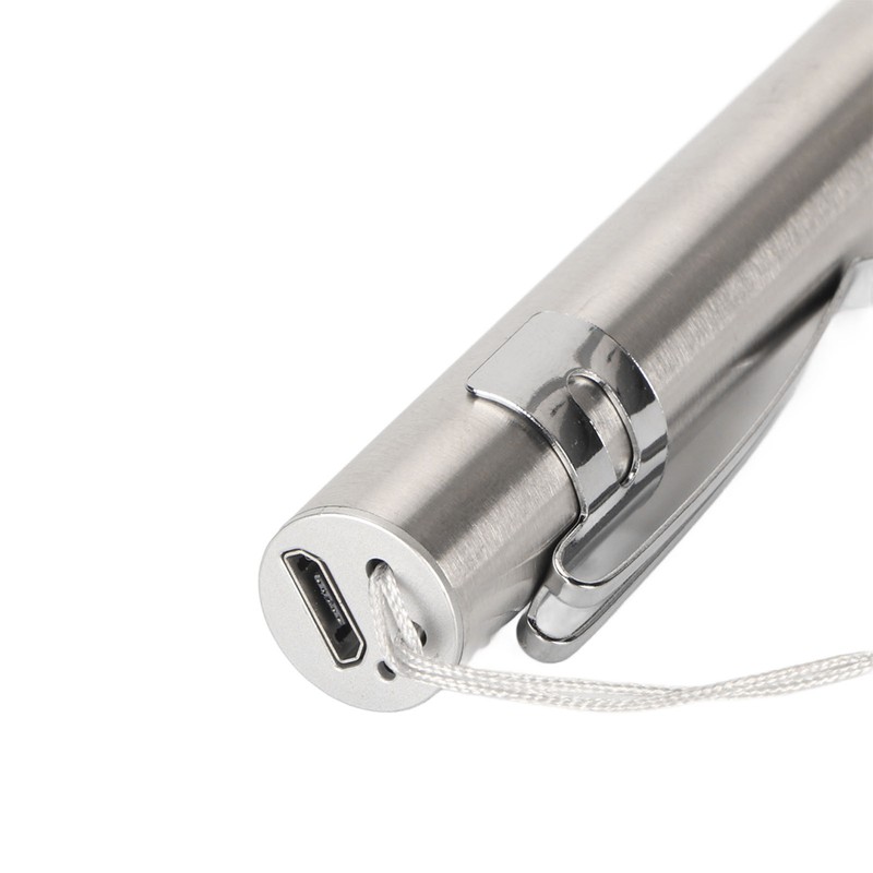 2Pcs Mini Flashlight Pocket Clip Stainless Steel ABS Rechargeable 600mAh