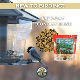 Bird Pro Everyday Economy Bird Seed Blend – Year-Round Value Red Milo, Black Oil Sunflower & White Millet – Attracts Cardinals, Chickadees, Woodpeckers & More (18 Pounds)