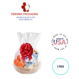 Feronia Packaging Gift Wrap Round Bottom Cellophane Bags 2 Pack (18 x 30)