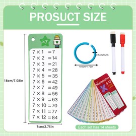 RAXLUPO 14 Sheets of Disposable Table Cards 1 x 1 Flashing Cards Game Routing Swirl Learning Game Dry Wipe Pen Practice Sheets Calculation Aid for School Gift Games