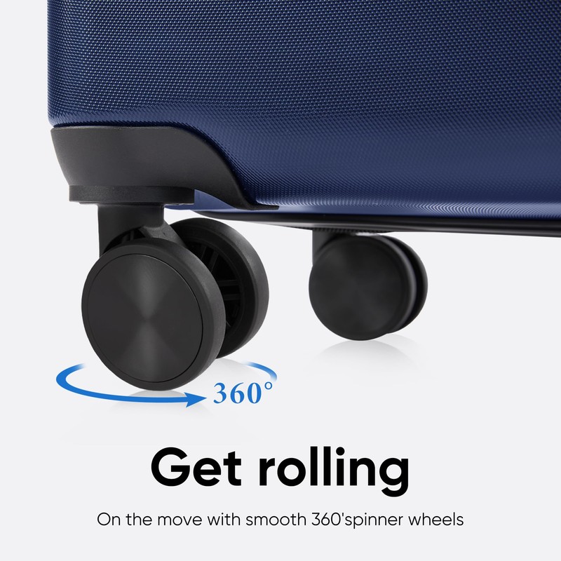 OLIXIS Central Hardside Expandable Luggage with Spinner Wheels, Blue, 24