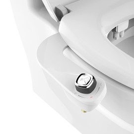 Bio Bidet SlimEdge Bidet Attachment for Toilet, Non Electric, Dual Nozzles for Front and Rear Cold Water Wash, Adjustable Water Pressure, White