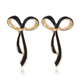 Bow Drop Earrings for Women Black Ribbon Earrings Bowknot Earrings