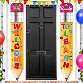 Welcome Back to School Door Banner Decorations Back to School Hanging Banners Welcome to Learn Porch Banner Classroom Door Hanging Decorations for Kindergarten High School Party Decorations Supplies