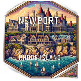 Newport Rhode Island Souvenir Travel Destination Die Cut Hexagon Decorative Flat Magnet 2-Inch