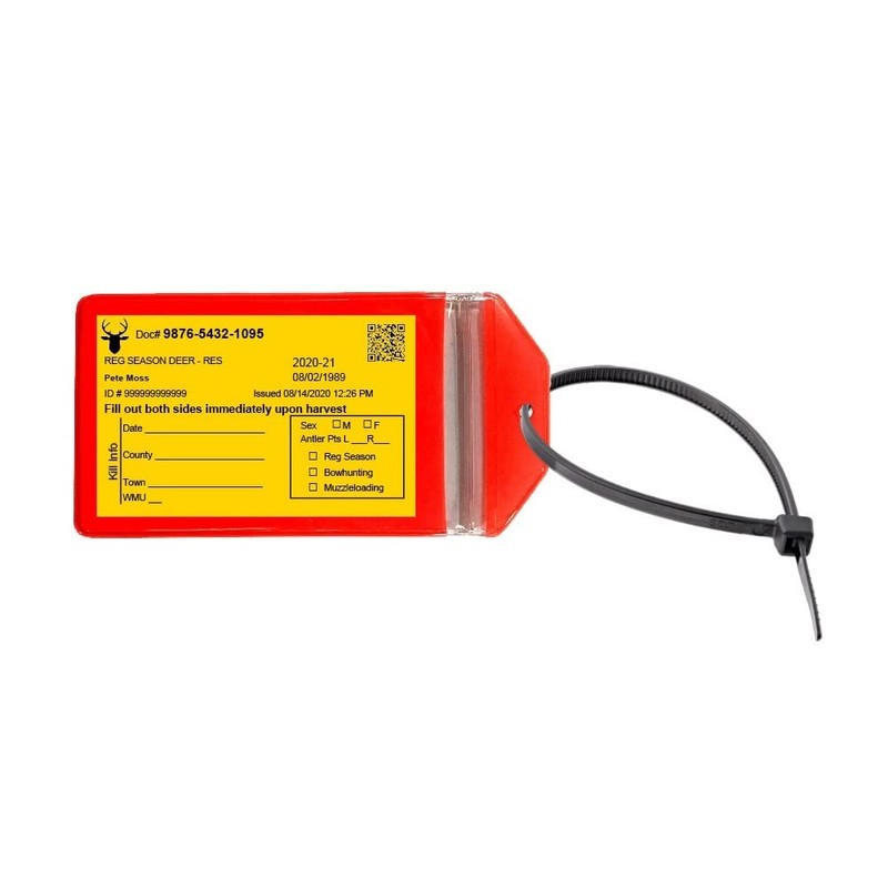 10 Pack, Fluorescent Orange, Vertical, Zipped, Hunting & Fishing License