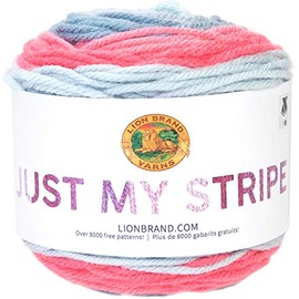 Lion Brand Yarn 502-611 Just My Stripe - Ovillo de lana, color chicle
