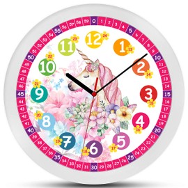 Children’s Silent Wall Clock, Learning Clock for Girls and Boys, 30 cm Diameter