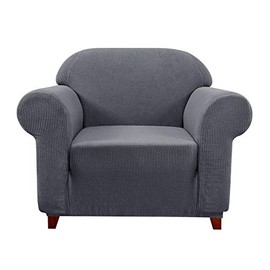 subrtex 1-Piece Stretch Sofa Cover Spandex Jacquard Fabric Slipcovers for Couch, Sofa Armchair Anti-Slip Furniture Protector (Chair, Grey)
