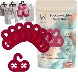 Sock Guard Pack of 20 - Sock Holders for Washing Machine, Sock Clips & Sorter, Laundry Organiser Against Sock Loss & Tangling, Plastic Sock Clips (Red)