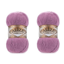 Alize Angora Gold Yarn 20% Wool 80% Acrylic Soft Yarn Crochet Lot of 2skn 200 g 1204yds Lace Hand Knitting Turkish Yarn (28 Rose)