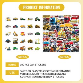 PLATEYTR 100 pcs car stickers, tractor stickers, laptop stickers, including cars, buggies, etc. for teenagers, boys, girls, adults and children!，B