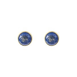 Latelita Women's Gold Lapis Lazuli Circle Earrings - 10mm x 10mm