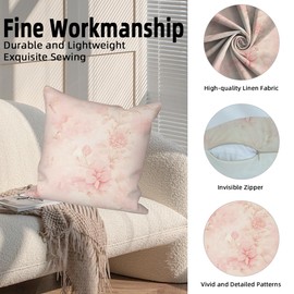 Vie Savaran Pink Flower Throw Pillow Covers 20''x20'' Set of 4, Decorative Floral Cushion Covers Vintage Printed Botanical Pillowcases for Couch Sofa Bedroom Farmhouse Livingroom Garden Patio Car