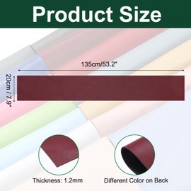 sourcing map Faux Leather Sheets, 8x53 Inch (20x135cm) Smooth Solid PU Leather Fabric Roll for DIY Handmade Craft Sewing Bowing Earrings, Dark Red/Black