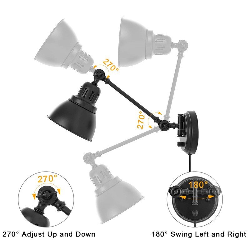 GOODATE Plug in Wall Sconces, Wall Sconce Lighting with Dimmable