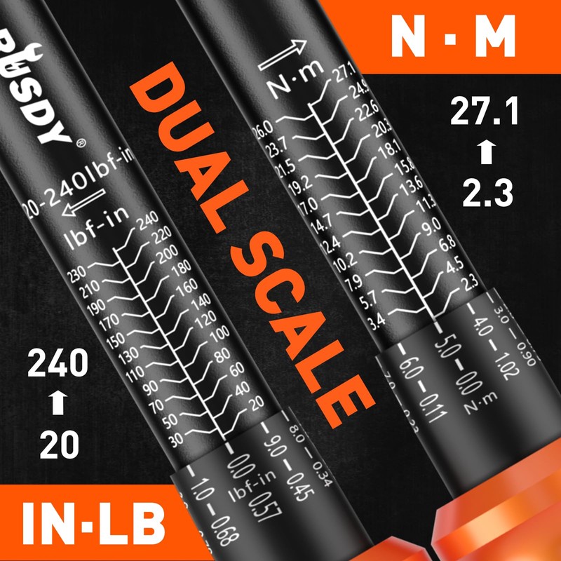 HORUSDY 1/4" Torque Wrench 4PCS Set, 20-240 in-lb Click Torque