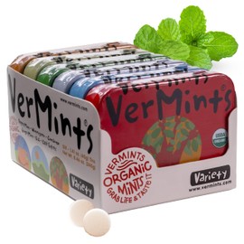 VerMints Organic Breath Mints – Peppermint, Ginger, Wintergreen, Cinnamon, Chai & Cafe Express Flavored Mints - Non-GMO, Gluten-Free, Vegan & Kosher Healthy Refresh - 1.41oz – 6 Variety Travel Tins