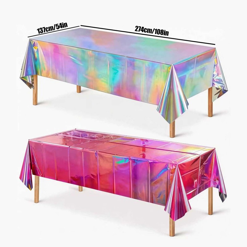 JGMGWJ Iridescence Plastic Tablecloths Disposable Rectangle Table Cover for BirthdayDWedding