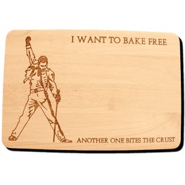 QUEEN FREDDIE MERCURY GIFT IDEA PREMIUM HARDWOOD WOODEN CHOPPING CUTTING CHEESE BOARD PLACE MAT DINNER ENGRAVED WOOD KITCHEN COOKING BAKING BIRTHDAY XMAS PRESENT
