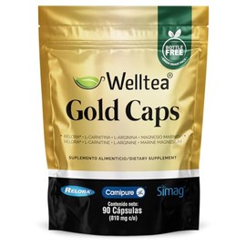 Wellthy L-Carnitina, Relora™, Magnesio Marino 90 Cápsulas. 810mg c/u. L-Carnitna Carnipure®, Magnesio Marino Francés SIMAG™. Bottle Free.