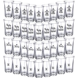 Cunhill 36 Packs Acrylic Clear 30th Birthday Party Shot Glass Random Set 1.2 Ounce, Cheers to 30 Years Glasses Acrylic Shot cups for Adult Small cup