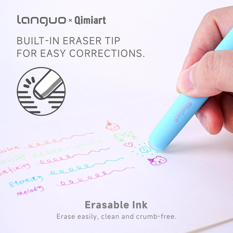 languo Erasable Gel Pens, 0.6mm Fine Point Twist Retractable Erasable