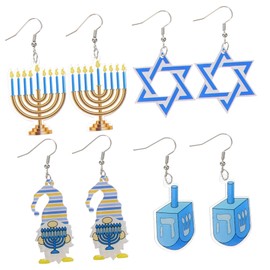BESPORTBLE 4 Pairs Women Star Earrings Dangle Drop Earrings for Hanukkah Unique Festival Jewelry Fashion Accessories for Various Occasions Versatile Designs to Match Your Style