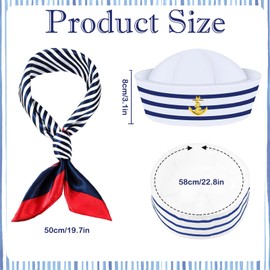 PPGGOPP Sailor Hat White Sailor Hat and Scarf, Colour A
