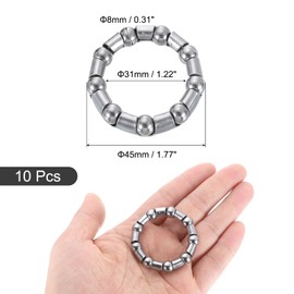 sourcing map Bicycle Crank Ball Bearing 5/16Inch (8mm) x 9 Balls, 6pcs Replacement Ball Bearings for Bottom Bracket Bearings Bike Wheel Frame Bearing Repair