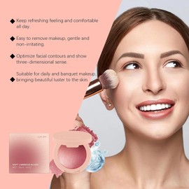 Rubor para Mejillas - Maquillaje Rubor en Polvo para el Rostro Maquillaje con Brillo Acumulable de Larga Duración, Cosméticos Ligeros para Todas las Tonalidades de Piel, para Mujeres, Niñas, Viajes,