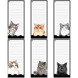 Zonon 6 Pack Cats Magnetic Notepads for Fridge To Do List Magnetic Back Memo Pad Reminders Notepads for Fridge, Grocery, Shopping, Reminders, 30 Sheets Per Pad, 7.5 x 3.2 Inch(Cat)