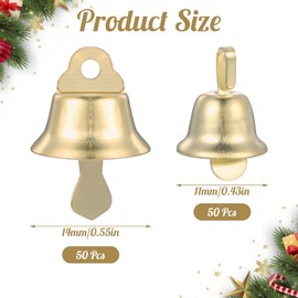 100pcs Mini Gold Bells Small Bells for Crafts 50PCS 0.43 Inch and 50PCS 0.55 Inch Bells for Crafting Ringing at Wedding Decoration Vintage Bells for Craft Making and Favor Decorating