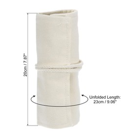 PATIKIL Handmade 12 Slots Roll Up Pencil Case, Canvas Pencil Wrap Pouch Pen Holder Organizer for Artist Drawing Coloring Sketching, White
